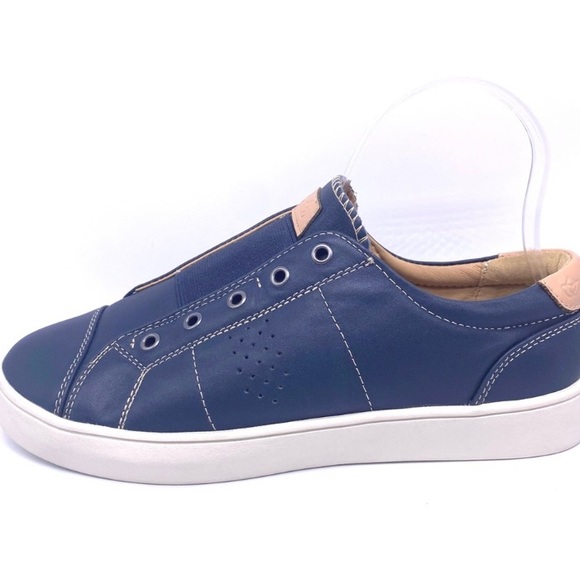 Spenco Malibu Lux Leather Slip On Sneaker Ink Blue Size 8.5 Wide Comfort Shoe - Picture 2 of 6